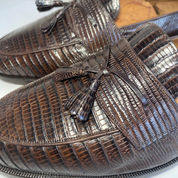 Mezlan Platinum Lizard Skin Tassel Men\'s Loafers main image 9